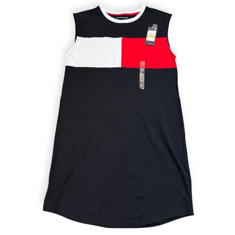 Tommy Hilfiger Womens Dress S Small Sleeveless‎ Color Block Red White Black NWT
